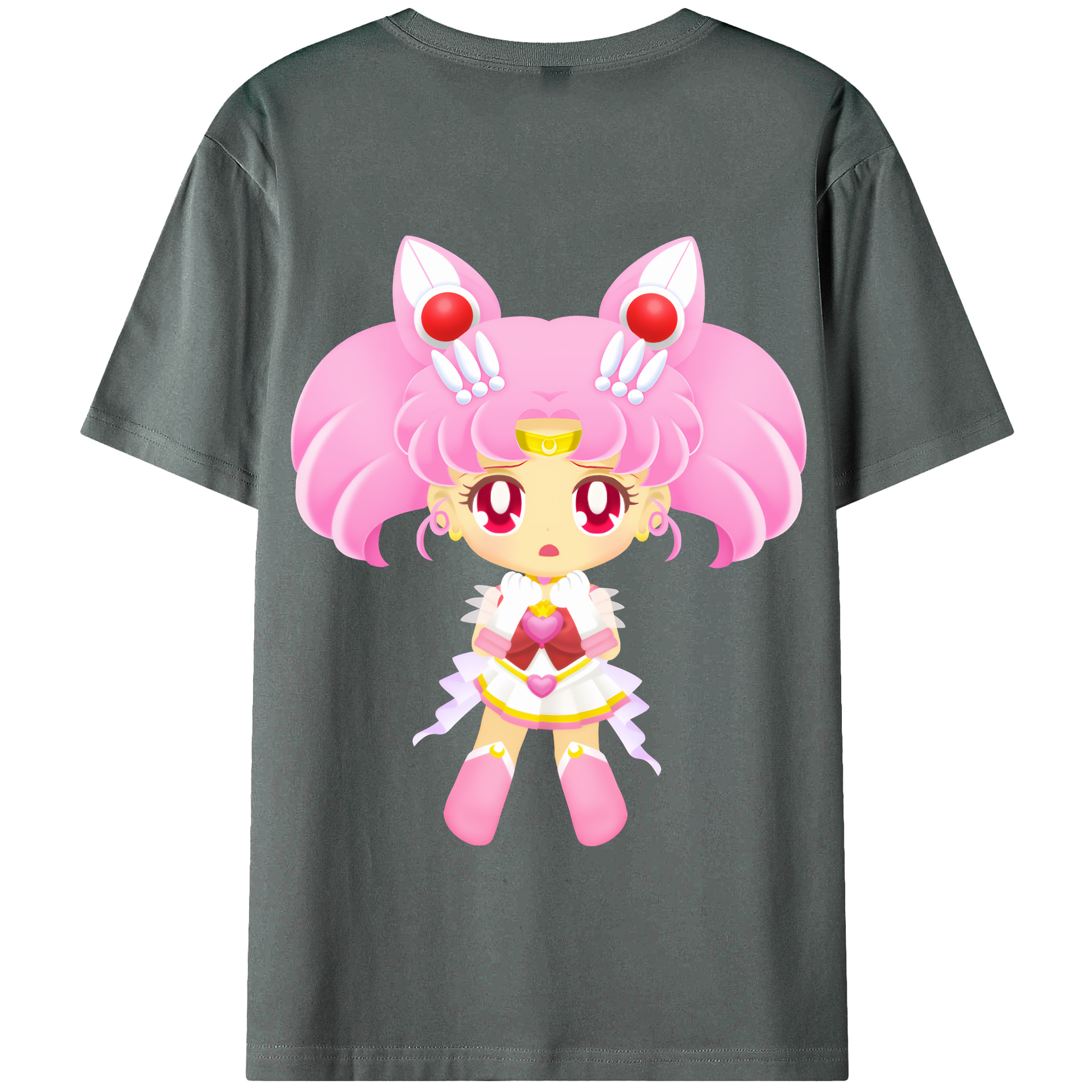 （画像用） 美少女戦士セーラームーン ちびうさ Sailor Moon Chibiusa Tsukino Usagi Small Lady Serenity 綿100％半袖Tシャツ（背面プリント）